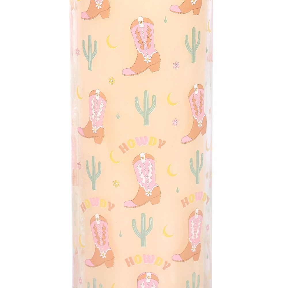 Something Different - Howdy Cowboy Boot Print Floral Tube Kaars - Multicolours